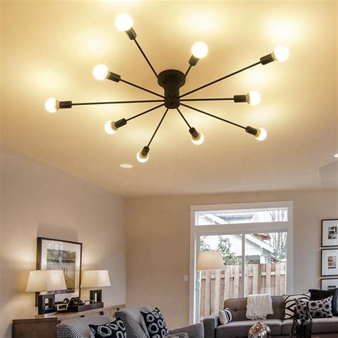 Vintage Ceiling Lighting Black Creative Ceiling Lamps Fixtures Living Room Luminaria Dia122cm