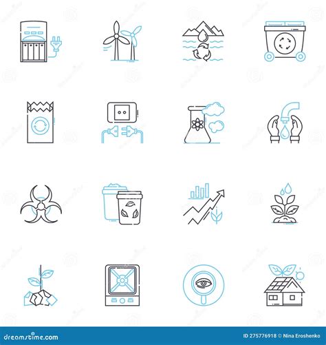 Green Sustainability Linear Icons Set. Eco-friendly, Renewable, Carbon
