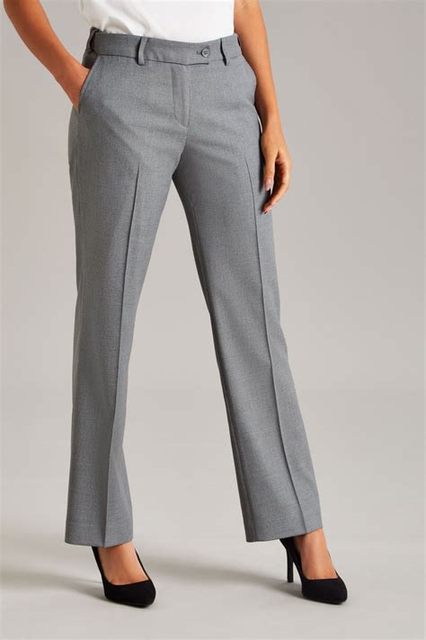 Contemporary Womens Straight Leg Trouser Unhemmed Length Grey