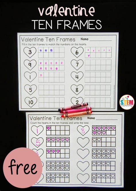 Valentine Ten Frames Math Valentines Valentine Math Activities