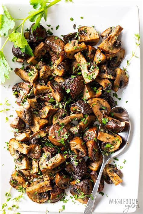 Oven Roasted Mushrooms with Balsamic, Garlic and Herbs | Wholesome Yum