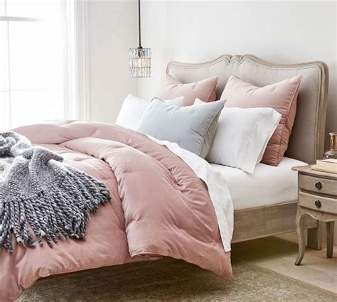 Linen comforter bed comforter sets modern comforter sets light pink comforter rose bedroom mauve bedroom pink bedroom decor. Reign Velvet Comforter & Shams - Blush #potterybarn | Grey ...