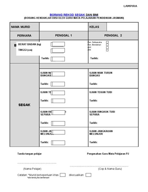 Contoh tamplat borang pajsk (aktiviti kokurikulum). Pajsk-borang Rumusan Segak Dan Bmi Lampiran A