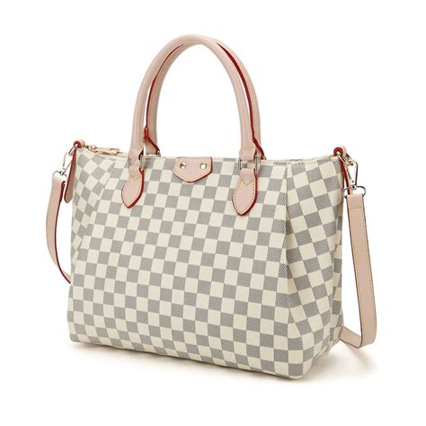 Twenty Four White Checkered Handbags Leather Shoulder Tote Bag Cross