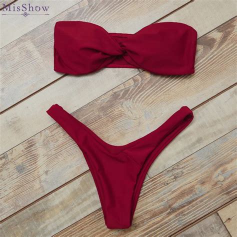 Misshow Sexy Bandeau Bikini Sets Swimwear Women Twisted Swimsuit