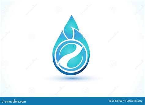 Drop Of Water Logo Made With Blue Leaves Icon Vector Stock Vector