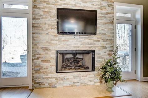 Stone Gas Fireplace With No Mantle Simple And Perfect Fireplace