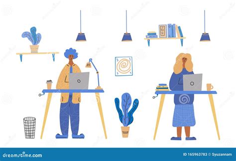 Los Empresarios Trabajan En Una Mesa Concepto De Vector Ilustración Del
