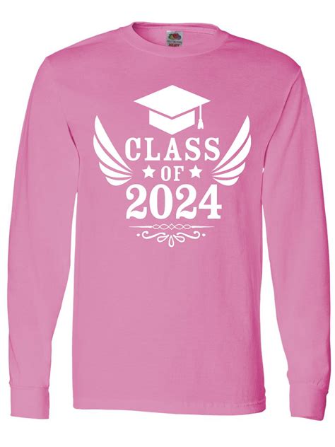 Inktastic Class Of 2024 With Graduation Cap And Wings Long Sleeve T