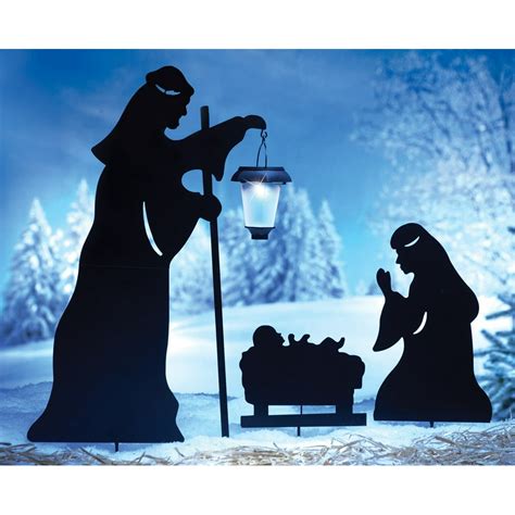 Outdoor Solar Christmas Decorations Nativity Shadow With Led Lighted
