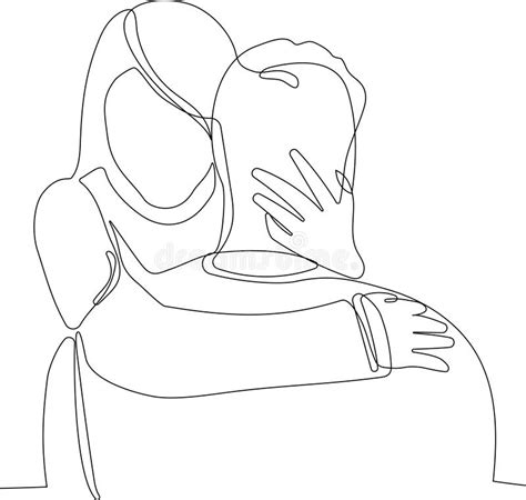 One Line Drawing Of Hugging Couple Vector Minimalism Single Hand Drawn Continuous Of Man And