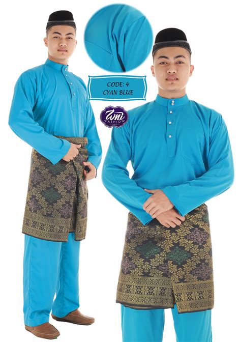 Baju Melayu Tradisional Cyan Blue Wni Fashion
