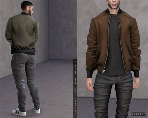Bomber Jacket In Suede Leather P At Darte77 Sims 4 Updates