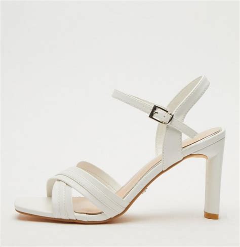 Quiz Ladies White Cross Strap Heeled Sandals Shop Today Get It Tomorrow