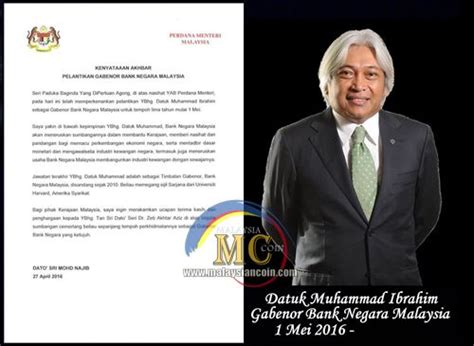 Beliau menggantikan tan sri muhammad ibrahim yang meletak jawatan awal bulan ini. Muhammad Ibrahim Gabenor BNM yang baru - Malaysian Coin