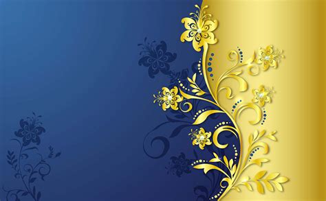 Download A Gold And Blue Background With Flowers