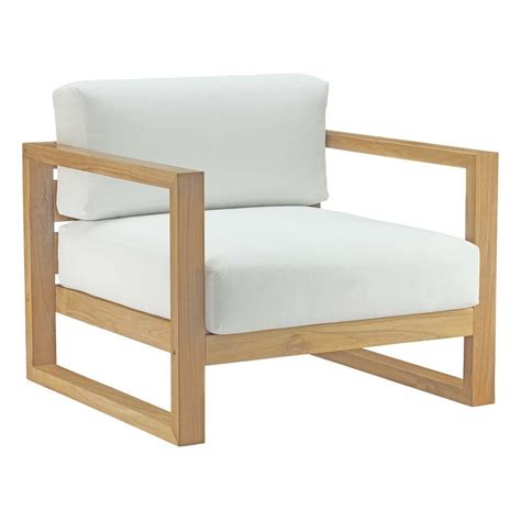 modway upland outdoor patio teak lounge chair natural