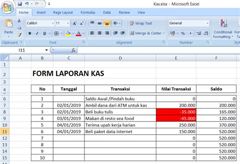 Membuat Aplikasi Laporan Kas Dengan Microsoft Excel Niguru Indonesia