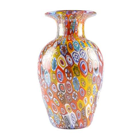 Traditional Vase Millefiori Colourful Mix Original Murano Glass S N C Blown Glass