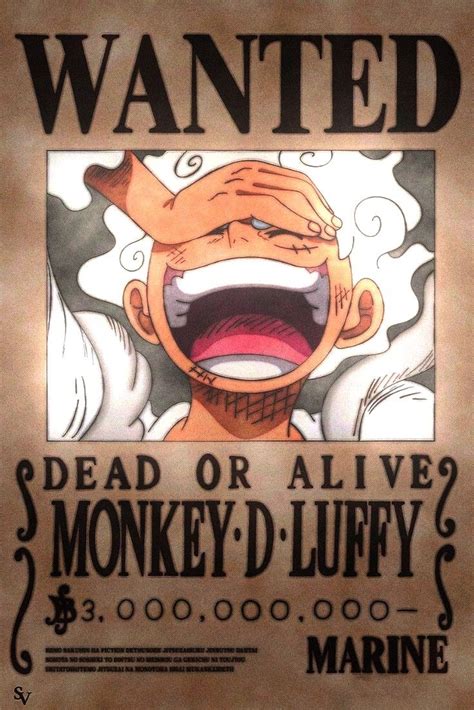 Monkey D Luffy Gear New Wanted Poster Billion Berry New Form Post