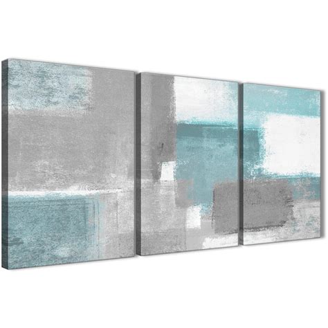 3 Panel Teal Grey Painting Living Room Canvas Wall Art Decor Abstract