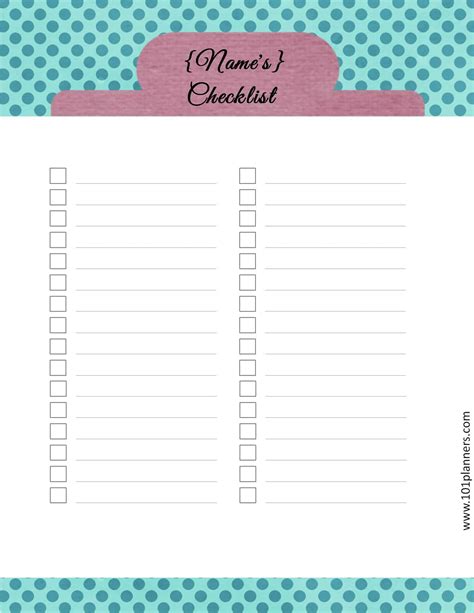 Blank Checklist Printable