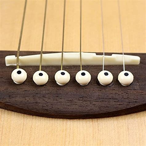 6pcs Acoustic Guitar Abs Plastic Bridge Pins Ivory With Black Dot Musical