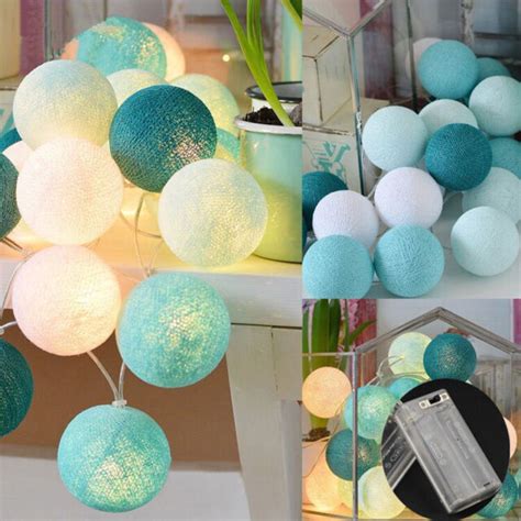 19x Led Cotton Ball String Lights Party Fairy Room Christmas Wedding