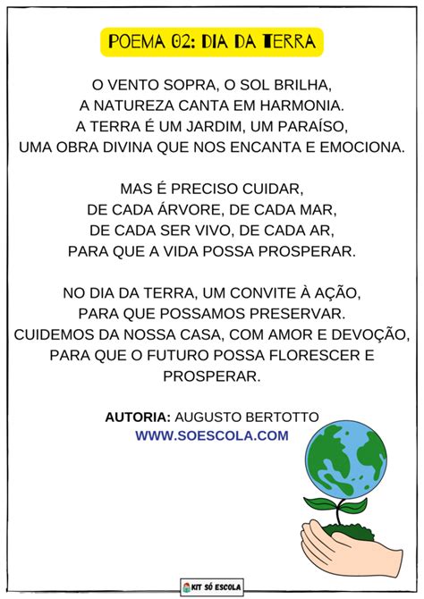 Poemas Dia da Terra para imprimir SÓ ESCOLA