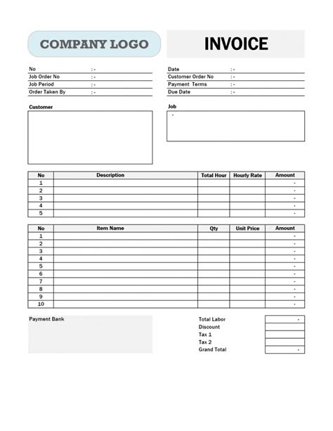 Contractor Invoice Template