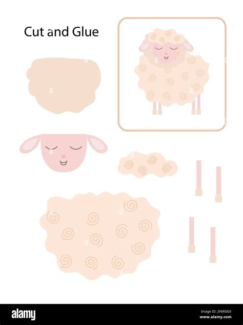 Little Cute Sheep Cartoon Style Papercraft Cut And Glue Educational