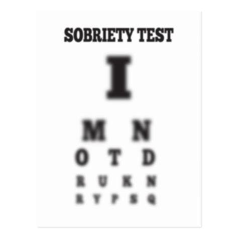 Not Drunk Sobriety Blurry Eye Chart Test Sober Postcard