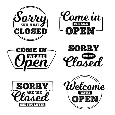 Free Vector Hand Drawn Open And Closed Sign Collection
