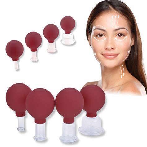 Buy 4 Pieces Facial Cupping Set Vacuum Suction Cups Silicone Cupping Therapy Set Works For