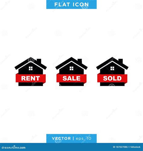 House For Sale Rent Sold Icon Vector Logo Template Stock Vector