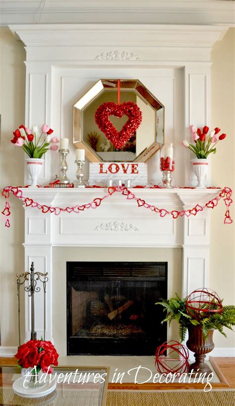 Use white or pink for the background, and red for the boarder. Adventures in Decorating: Our Valentine Mantel