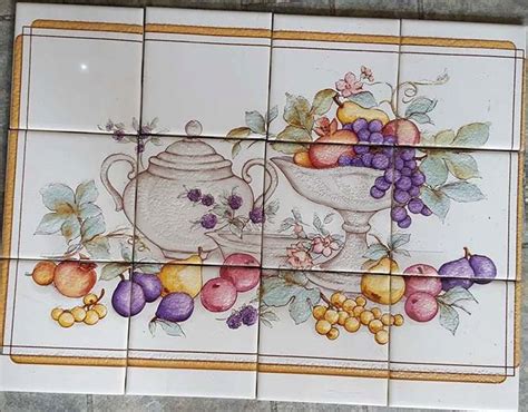 12 Ceramic Tile Mosaic Fruit