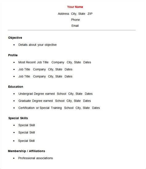 The most common resume format is chronological (sample below). 70+ Basic Resume Templates - PDF, DOC, PSD | Free ...