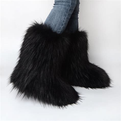 Womens Faux Fur Boots Fuzzy Warm Short Winter Boots Womens Faux Fur