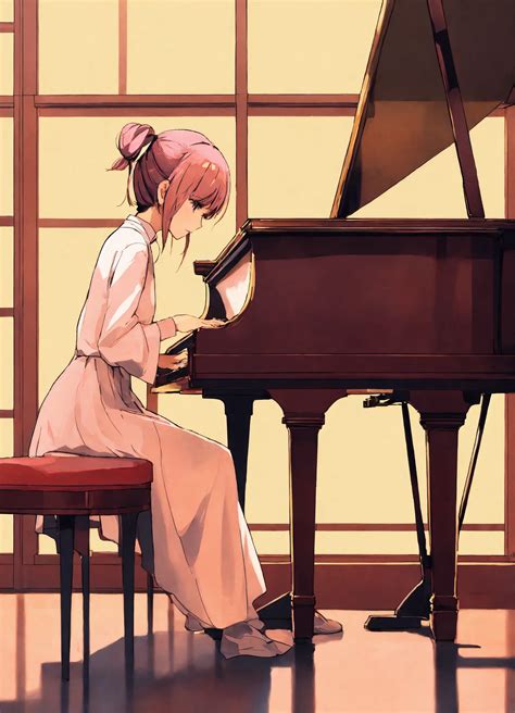 Lexica Anime Girl Playing Piano Minimalist Anime Style 8k Aesthetic