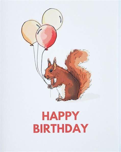 Squirrel Happy Birthday Card Etsy