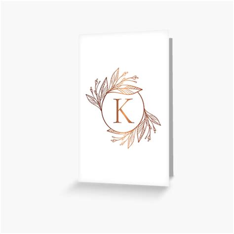 Personalized Rose Gold Monogram With Initial Letter K Luxury Leaves