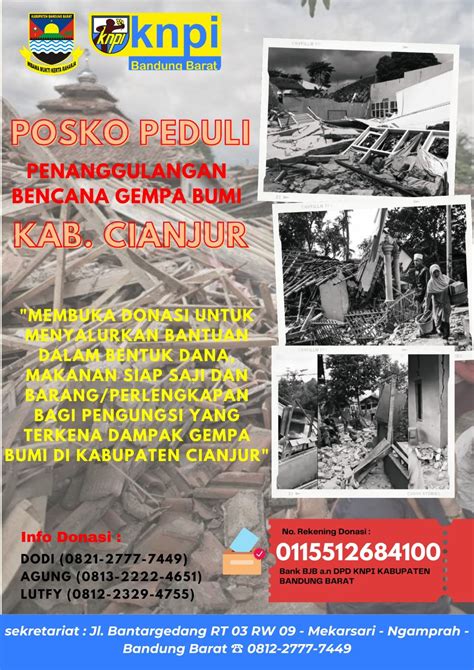 Bentuk Tim Peduli Gempa Cianjur Knpi Kbb Fokus Pada Pasca Bencana Dan