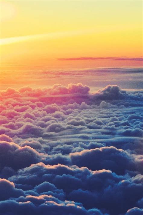 Sunrise Above Fluffy Clouds Iphone Wallpaper Sky Nature Landscape