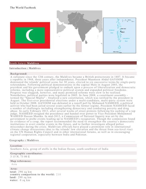 The World Factbook South Asia Maldives Introduction Maldives
