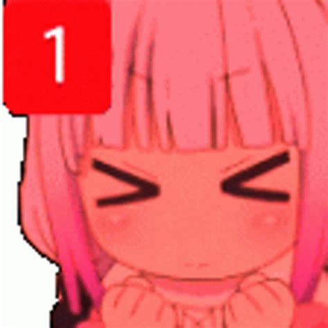 An Anime Girl With Pink Hair And Black Eyes Has Her Hand Under Her Chin As If She Is Crying