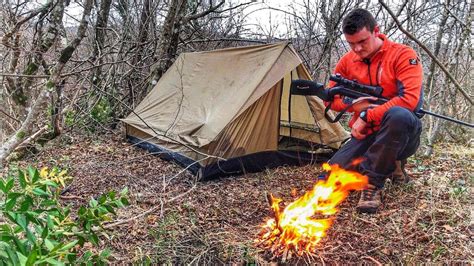 Overnight Hunting In Survival Emergency Tent Shelter 4k Bushcraft Video