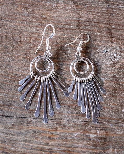 Sterling Silver With Turquoise Dreamcatcher Earrings By Paulina