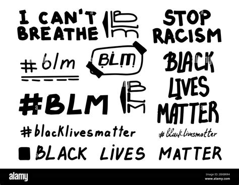 Black Lives Matter Set Phrases Protest Protest Banner About Human