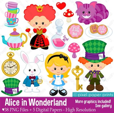 Alice In Wonderland Part 1 Alice Clipart Clip Art And Digital Paper